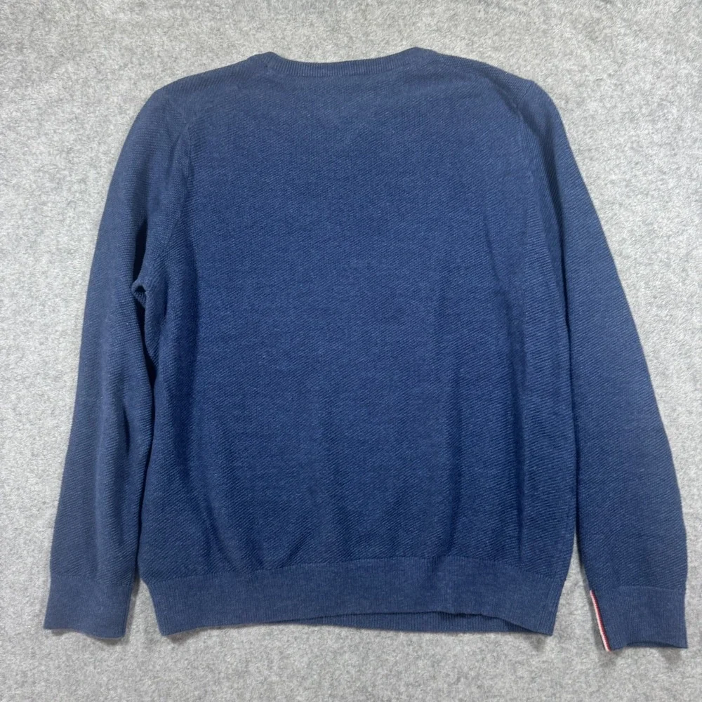 Tommy Hilfiger Crewneck Sweater Large Blue Textured Knit Logo